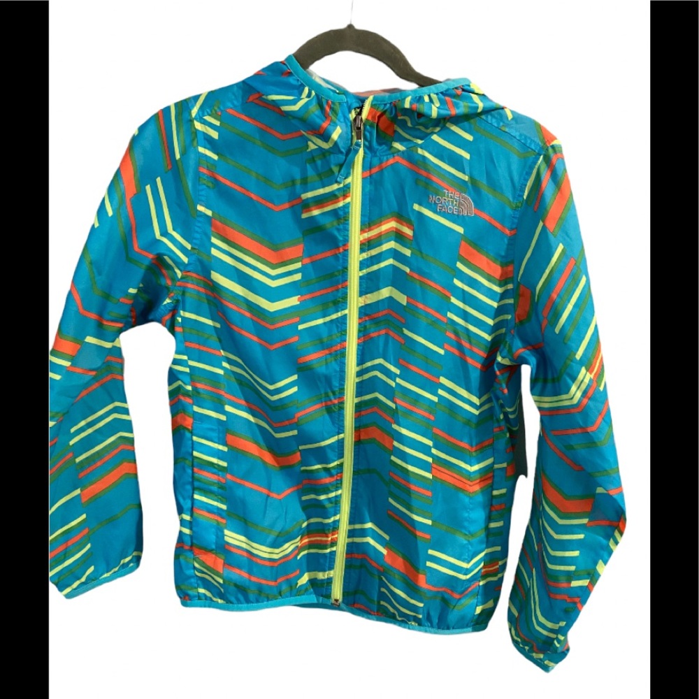 THE NORTH FACE GIRLS COAT  FUN PATTERN HOODED WIND JACKET  GIRLS  L  14/16